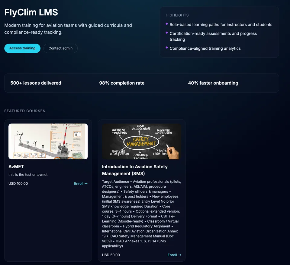 AviaGov LMS interface preview